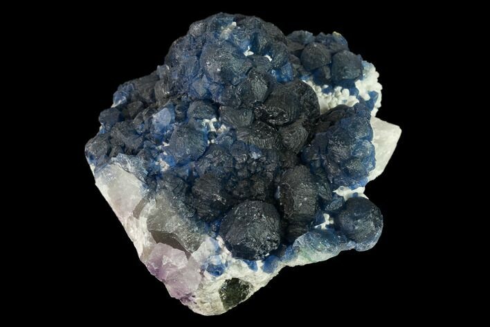 Dark Blue Fluorite on Quartz - China #146660